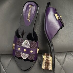 Ascend Elegant Purple Mules with Embellished Heel